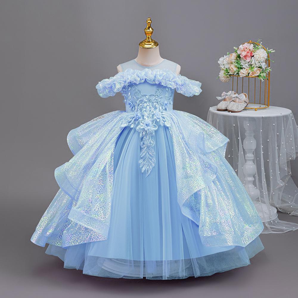Flower Girl Dress Appliques Kids Children's Wedding Birthday Prom Ball Gown