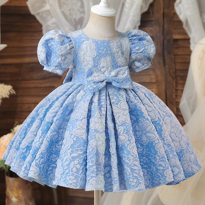 Baby Girl Princess Dress – Puff Sleeve Bow Party Gown