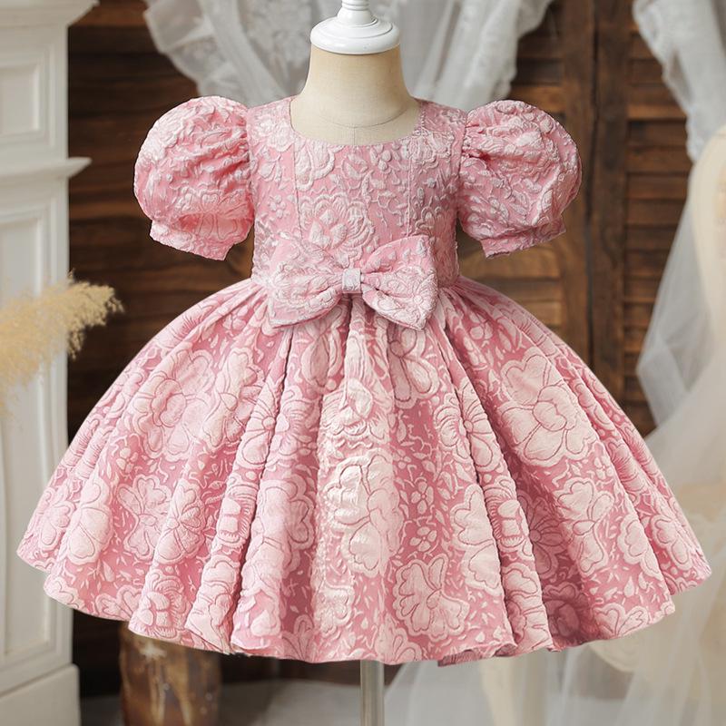 Baby Girl Princess Dress – Puff Sleeve Bow Party Gown