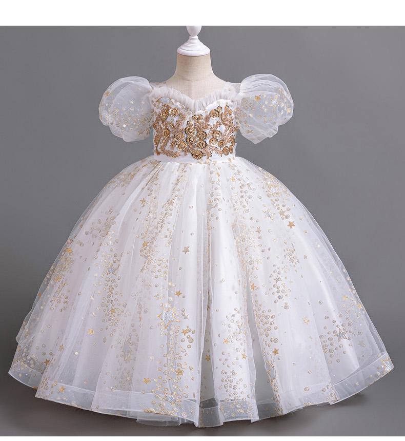 Girls Floral Rainbow Princess Dress – Sleeveless Mid-Calf Ball Gown Wedding Dress