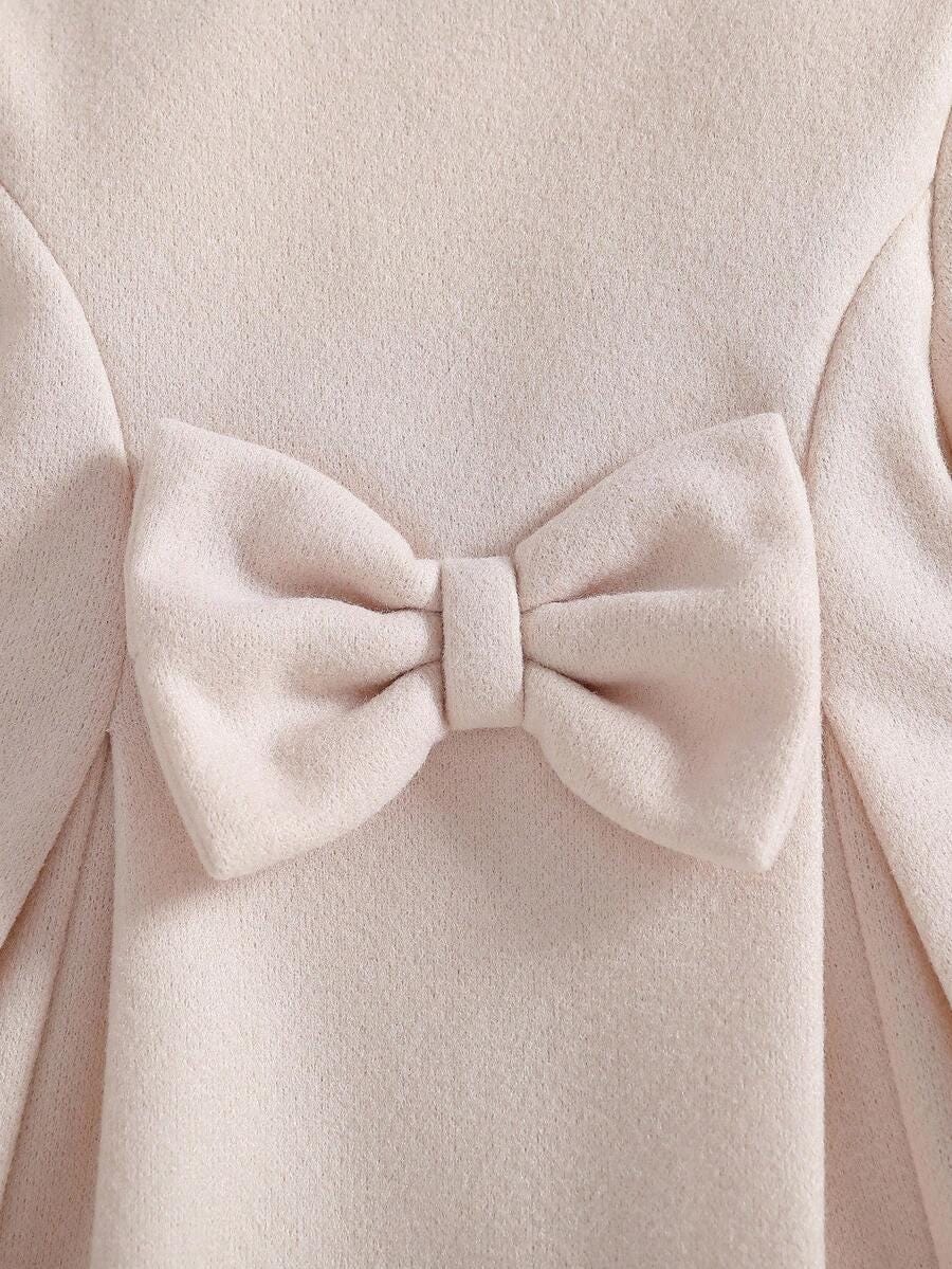 Baby Girl Winter Coat with Furry Collar | 3D Bow Floral Mesh A-Line Coat