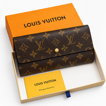 Classic Monogram Long Wallet for Women – Snap Closure Leather Purse
