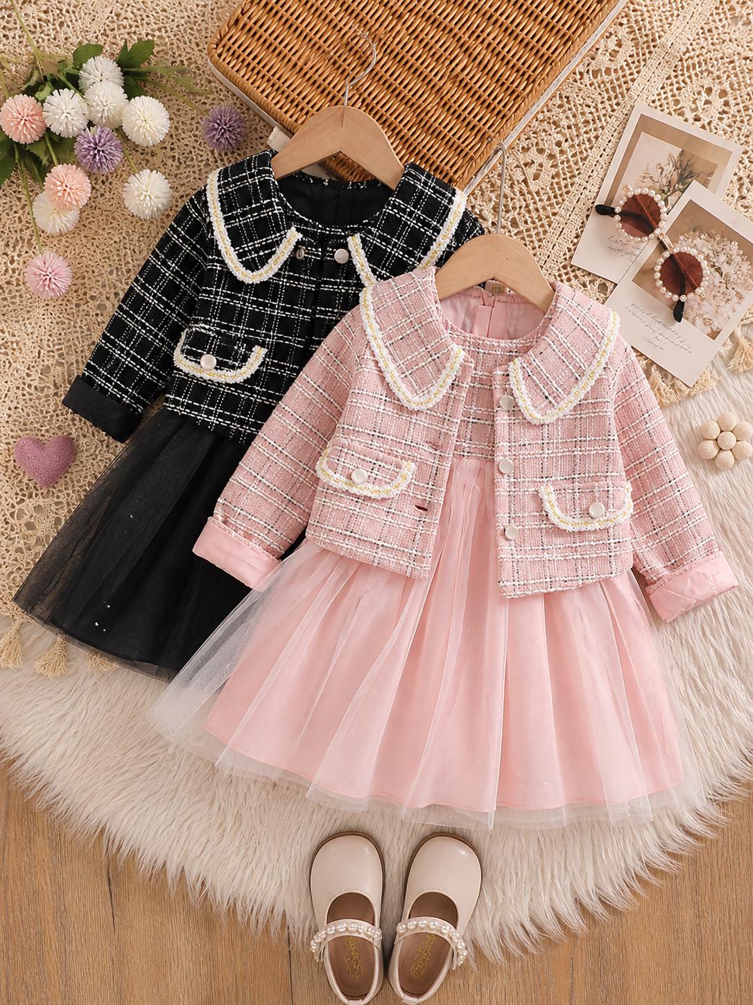 Girls Princess Dress with Coat Set – Long Sleeve A-Line Winter Outfit
