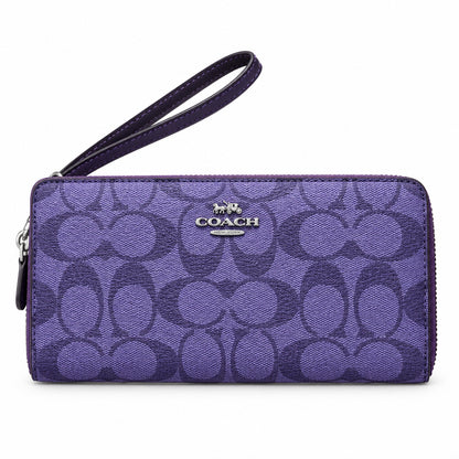 Coach Purple Signature Canvas Long Zip Around Wallet – Women’s Wallet