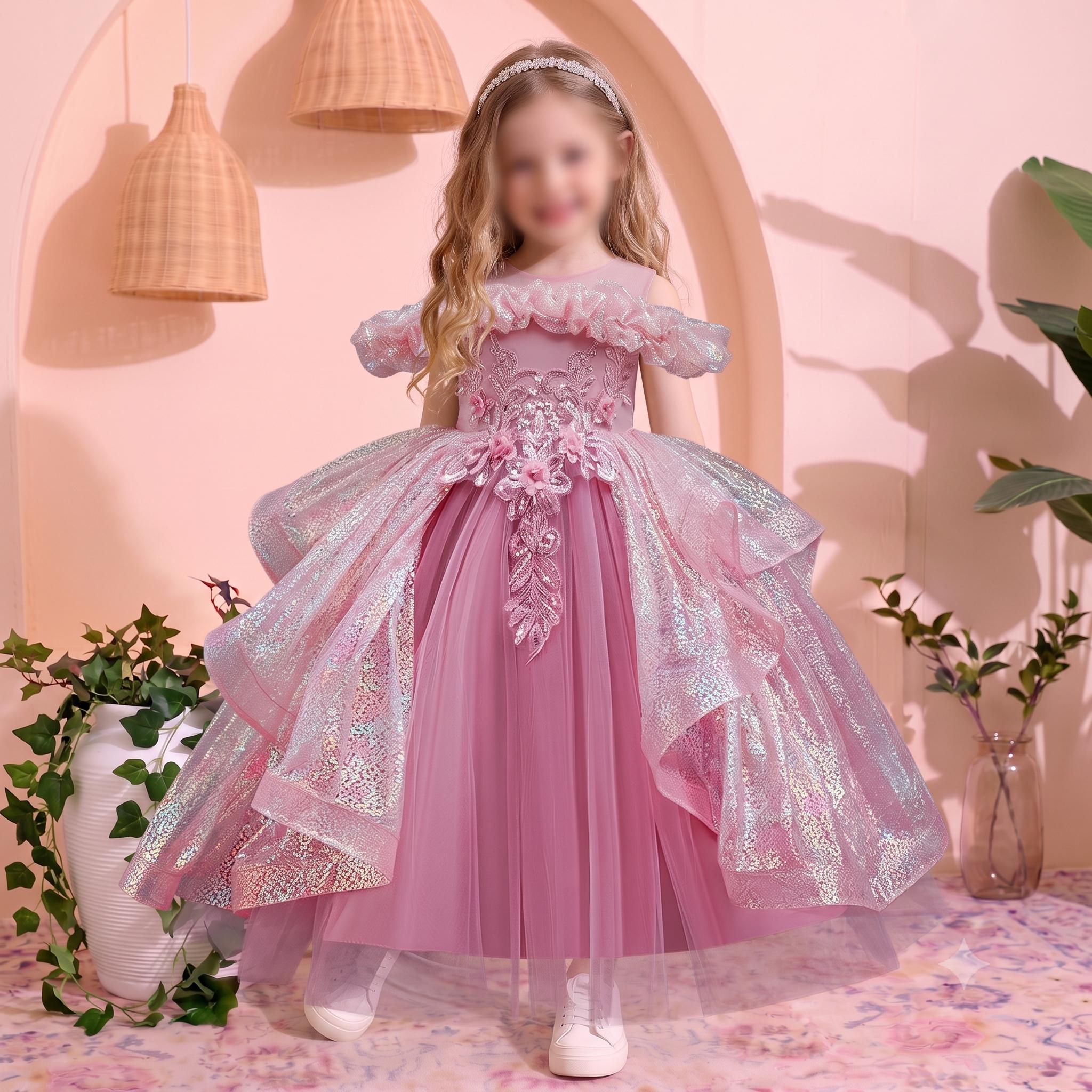 Flower Girl Dress Appliques Kids Children's Wedding Birthday Prom Ball Gown