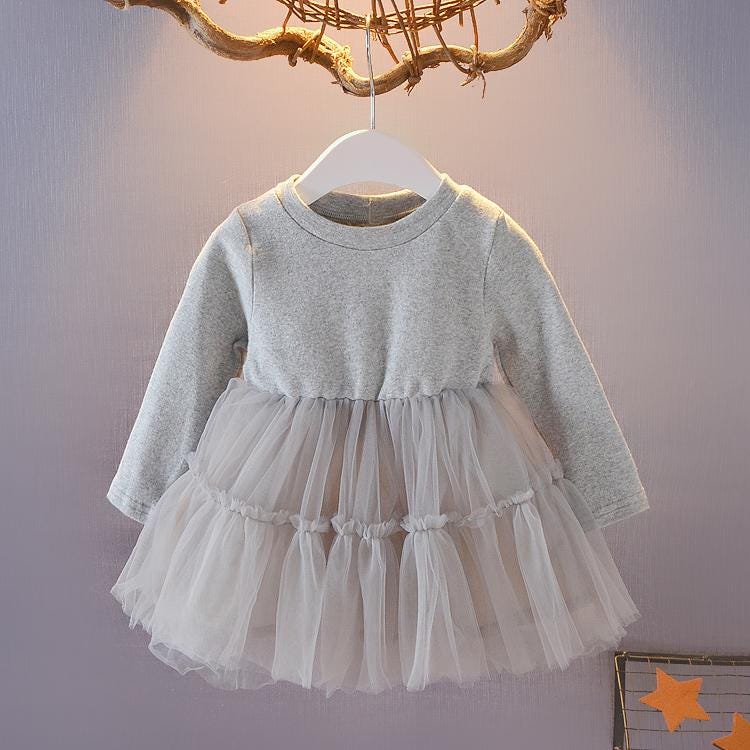 Girls Autumn Denim Jacket & Princess Skirt Set, Korean Style 2-Piece Outfit