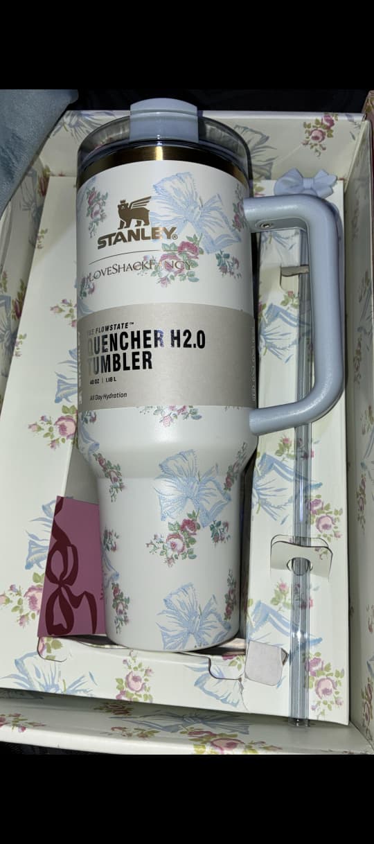 Stanley tumbler with floral design in a decorative box