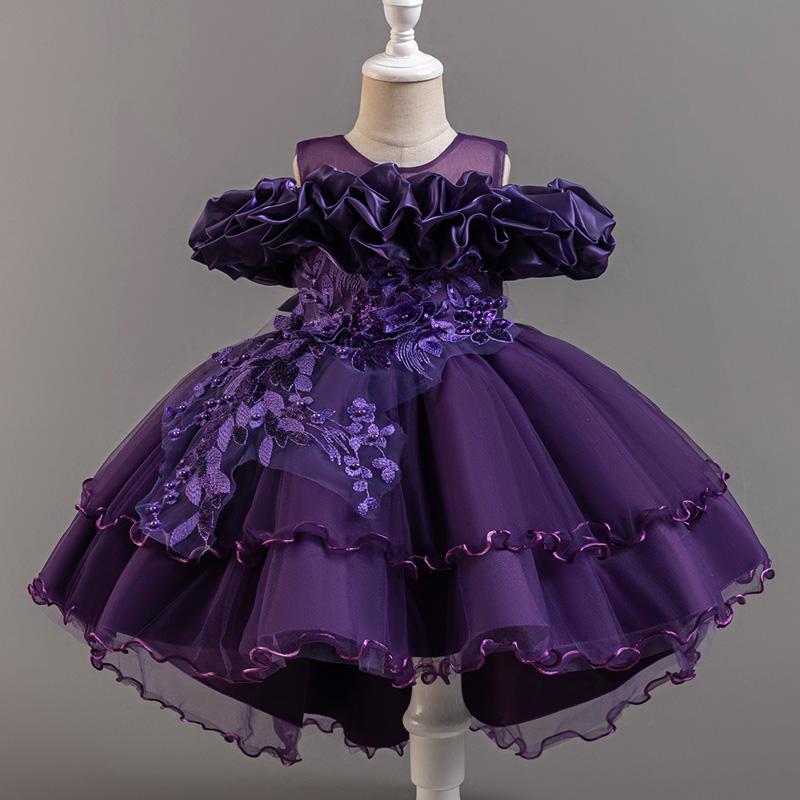 Girls Sequin Party Dress, Sleeveless Ball Gown for Birthday & Wedding 2-11Y