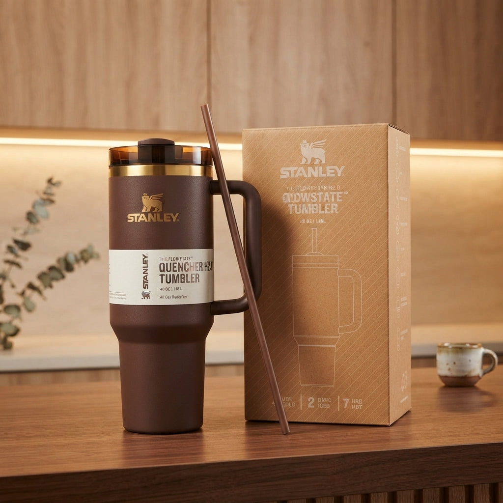 Stanley Quencher 40 oz Chocolate Gold Tumbler – Limited Edition