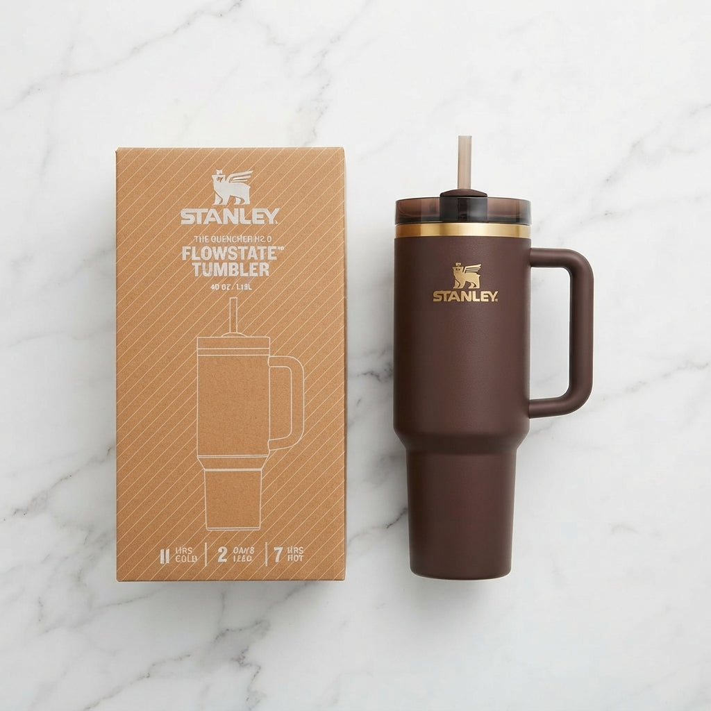 Stanley Quencher 40 oz Chocolate Gold Tumbler – Limited Edition