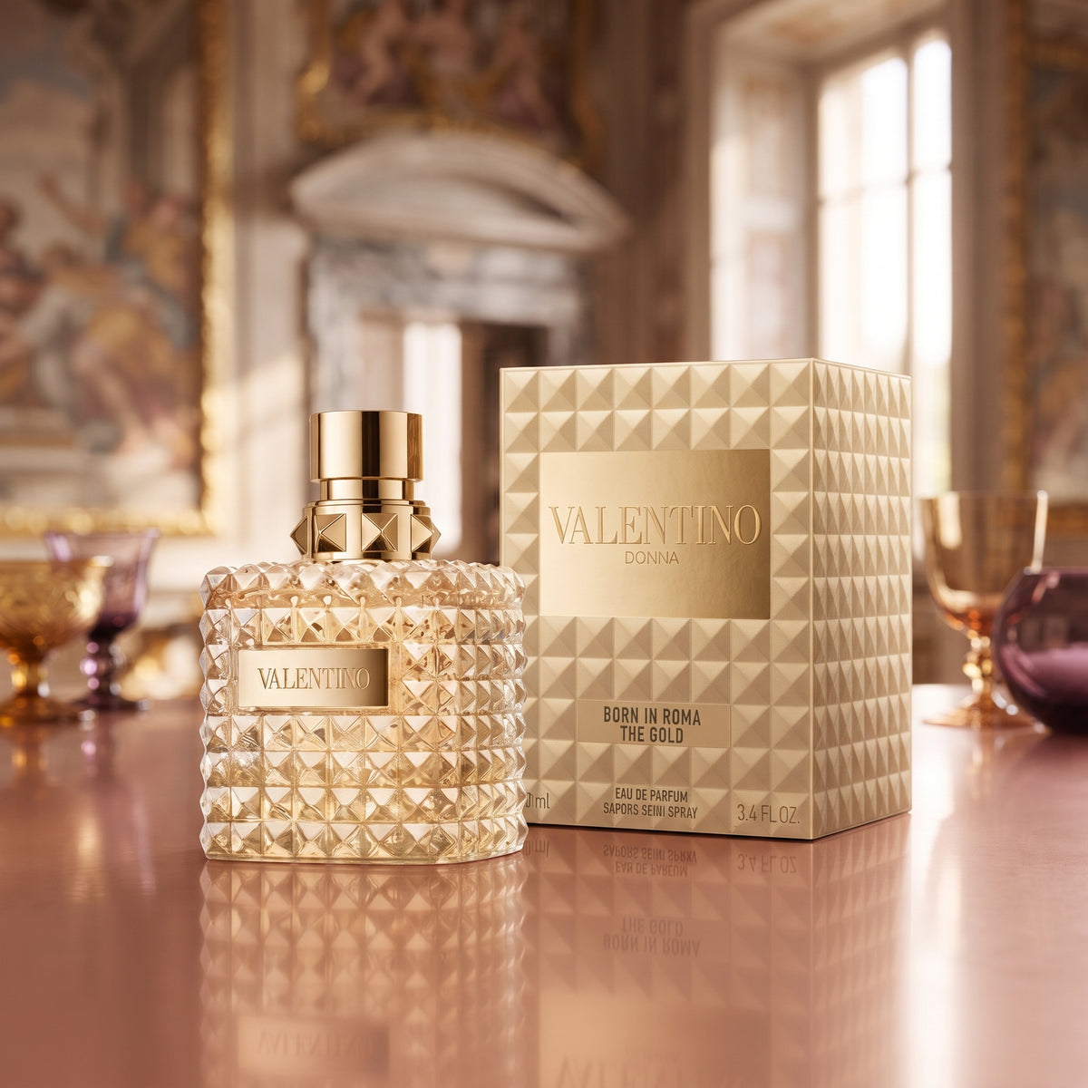 Valentino Born in Roma The Gold Donna, Valentino The Gold Donna 100ml, Born in Roma The Gold 3.4 oz, Valentino women's perfume, Born in Roma Donna EDP, Valentino Donna fragrance, luxury women's perfume
