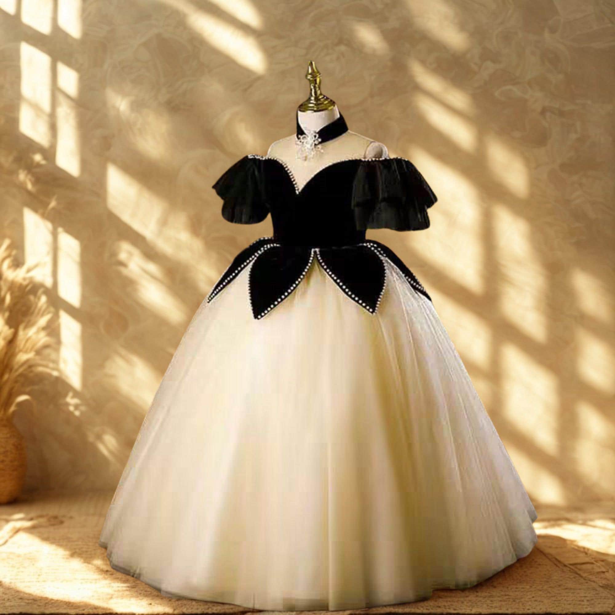 Girls 3D Flower Ball Gown Dress – Ankle Length Princess Party Dress