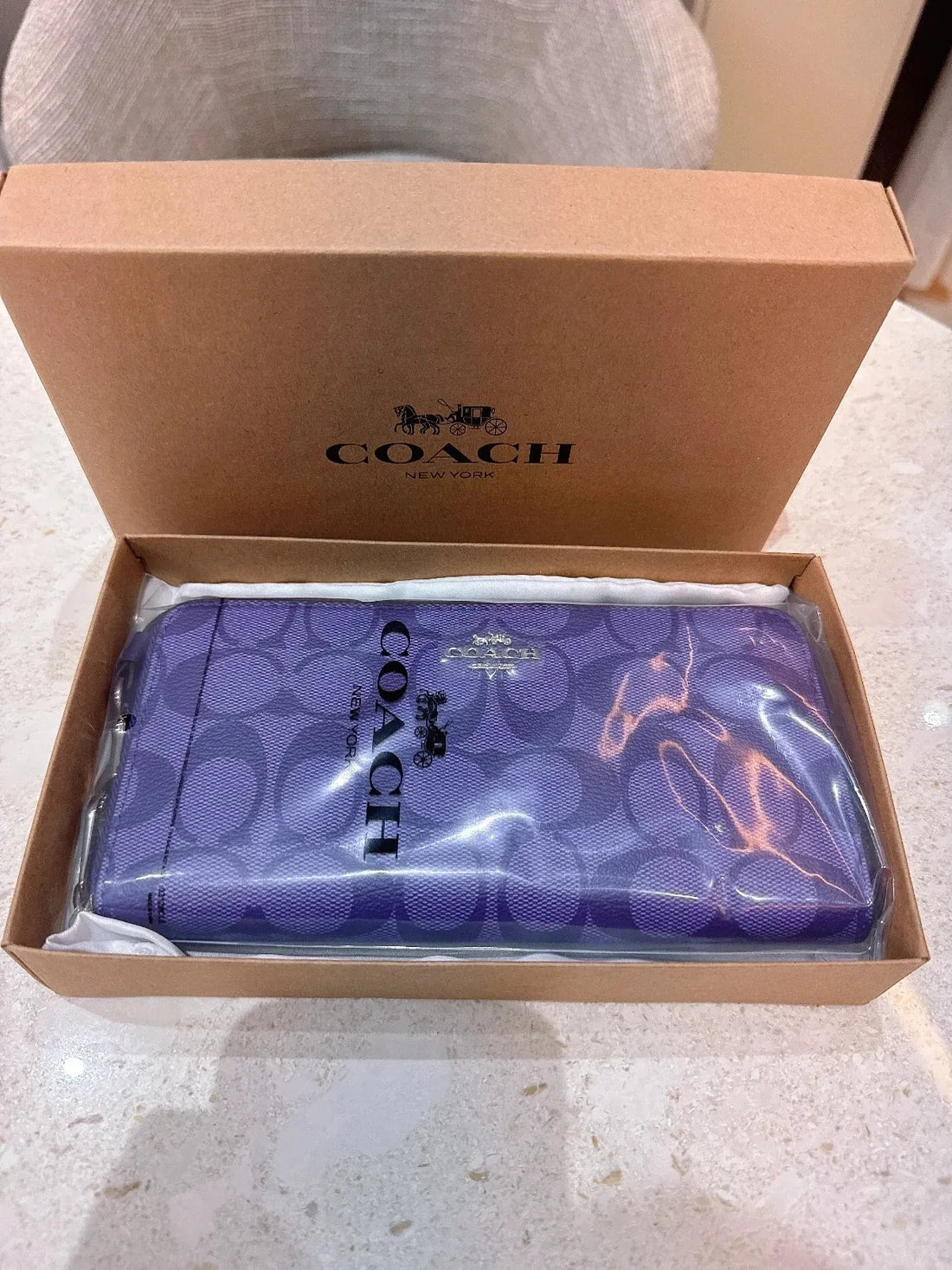 Coach Purple Signature Canvas Long Zip Around Wallet – Women’s Wallet