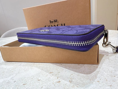 Coach Purple Signature Canvas Long Zip Around Wallet – Women’s Wallet