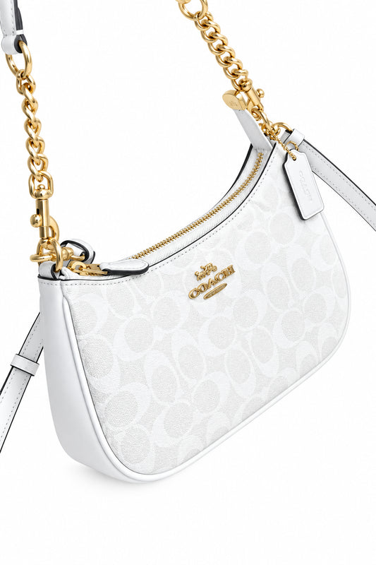 women's monogram shoulder bag, women's crossbody bag, chain handle shoulder bag, adjustable crossbody purse, monogram handbag, women's fashion bag, shoulder purse for women, designer style handbag